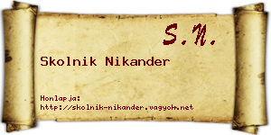 Skolnik Nikander névjegykártya